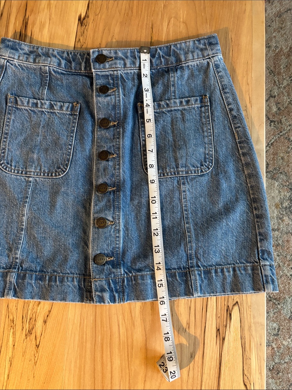 LOFT Button-Front Blue Denim Skirt - Picture 5 of 6